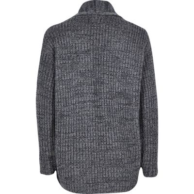 Boys grey knitted open front cardigan